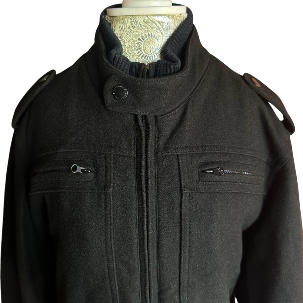 Buffalo David Bitton Wool Blend Black Military Jacket Heavy Duty Small Men’s - Picture 3 of 16